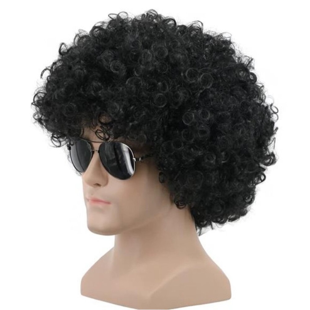 Wig 70s 80s Disco Costume Hair Black NEW